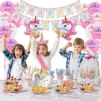 Gambar Unicorn Birthday Decorations, Unicorn Party Supplies for 16 Guests dari Home and Kitchen USA undefined 5 Tokopedia