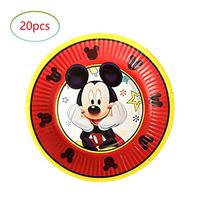 Gambar Red Mickey Mouse Birthday Party Supplies, 20 Plates and 20 Napkins dari Home and Kitchen USA undefined 3 Tokopedia
