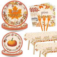 Gambar 98pcs Thanksgiving Party Supplies Give Thanks Tableware Set Plates dari Home and Kitchen USA undefined 3 Tokopedia
