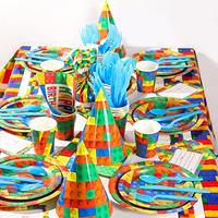 Gambar 242 Pieces Building Block Party Supplies Set Tablecloth Plates Napkins dari Home and Kitchen USA undefined 4 Tokopedia