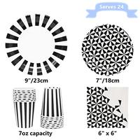 Gambar Serves 24 Striped Party Supplies, Black and White Paper Plates dari Home and Kitchen USA undefined 4 Tokopedia