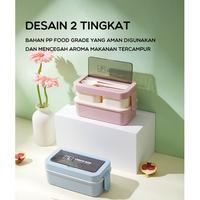 Gambar Bonbox Lunch Box Kotak Bekal Set Free Sendok Tempat Makan BTW70 - Pink dari MiFun Living undefined 2 Tokopedia