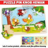 Gambar Mainan Edukasi Anak Puzzle Kayu Pin Knop Hewan Laut Serangga Wooden - Biru dari Toylogy undefined 1 Tokopedia