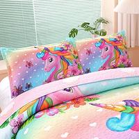 Gambar Unicorn Bedding Set Soft Microfiber Unicorn Rainbow Quilt Set dari Home and Kitchen USA undefined 5 Tokopedia