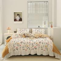 Gambar Floral Duvet Cover Set Chic Ruffle Bedding Set Yellow Red Flower dari Home and Kitchen USA undefined 3 Tokopedia