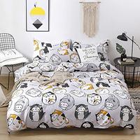 Gambar Cat Duvet Cover Queen, Yellow and Grey Cute Cartoon Cat Bedding Set dari Home and Kitchen USA undefined 2 Tokopedia