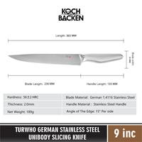 Gambar TURWHO Premium 9" German Stainless Steel Unibody Slicing Knife - Asahan 1set dari Koch&Backen undefined 2 Tokopedia