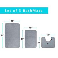 Gambar Bath Mat Rug 3 Piece Set, Large, Small and Contour-Grey dari Home and Kitchen USA undefined 2 Tokopedia