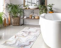 Gambar Nymphia Bathroom Runner Rug White and Gray Non-Slip-20 x 47 inch dari Home and Kitchen USA undefined 4 Tokopedia