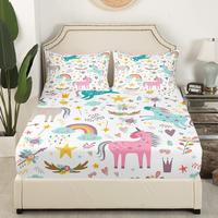 Gambar Unicorn Sheet Set Rainbow Bedding Sets Pink Turquoise dari Home and Kitchen USA undefined 1 Tokopedia