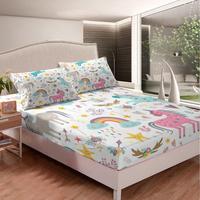 Gambar Unicorn Sheet Set Rainbow Bedding Sets Pink Turquoise dari Home and Kitchen USA undefined 5 Tokopedia