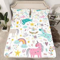 Gambar Unicorn Sheet Set Rainbow Bedding Sets Pink Turquoise dari Home and Kitchen USA undefined 4 Tokopedia
