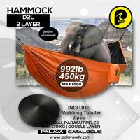 Gambar hammock D2L bolak balik double layer ayunan 2 dua lapis palava adv - Orange-abu2 dari FLAMINGO CAMP undefined 1 Tokopedia