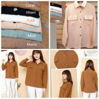 Gambar Kemeja Wanita Kuliah Casual Import Korea Premium Model Bagus Terbaru - CORAL, all size dari TBRC undefined 1 Tokopedia