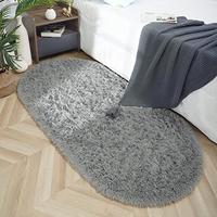 Gambar ISEAU Oval Fluffy Rug Carpets, Modern Plush, 2.6 x 5.3ft, Grey dari Home and Kitchen USA undefined 5 Tokopedia