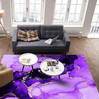 Gambar Contemporary Non-Slip Area Rug Abstract Ink Paint Purple and Gold dari Home and Kitchen USA undefined 4 Tokopedia