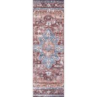 Gambar nuLOOM Zena Machine Washable Medallion Runner Rug, 2 6' x 8, Rust dari Home and Kitchen USA undefined 4 Tokopedia