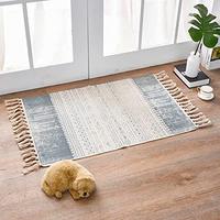 Gambar Woven Cotton Boho Area Rug with Tassel 2 x 3 Washable dari Home and Kitchen USA undefined 1 Tokopedia