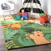 Gambar nuLOOM Kinder Safari Friends Wool Area Rug, 3 6' X 5 6', Green dari Home and Kitchen USA undefined 2 Tokopedia