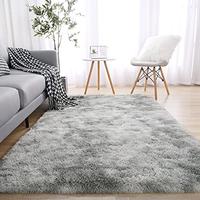 Gambar Ucomn Soft Shaggy Area Rug 4x6 feet Gray, Tie-Dye Fluffy Carpets dari Home and Kitchen USA undefined 5 Tokopedia