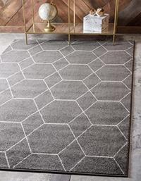 Gambar Unique Loom Trellis Frieze Collection Area Rug-5x8 ft, Dark Gray/Ivory dari Home and Kitchen USA undefined 3 Tokopedia