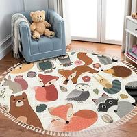 Gambar DNEWYNPABV Round Rugs Woodland Animals Cute Forest Design dari Home and Kitchen USA undefined 4 Tokopedia