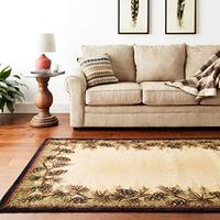 Gambar Rustic Lodge Pine Cone Border Brown 5x7 Area Rug, 53x73 dari Home and Kitchen USA undefined 3 Tokopedia