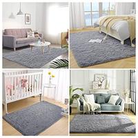 Gambar TUTUE Ultra Soft Fluffy Rug, Grey Area Rugs for Bedroom(6-9ft) dari Home and Kitchen USA undefined 5 Tokopedia
