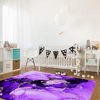 Gambar Contemporary Non-Slip Area Rug Abstract Ink Paint Purple and Gold dari Home and Kitchen USA undefined 1 Tokopedia