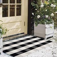 Gambar CHICHIC 23.2x37 Inch Buffalo Plaid Check Rug Area Rug, Black White dari Home and Kitchen USA undefined 1 Tokopedia