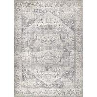 Gambar nuLOOM Brielle Machine Washable Vintage Medallion Area Rug,4 x 6,Grey dari Home and Kitchen USA undefined 4 Tokopedia