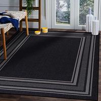Gambar Beverly Rug Modern Bordered 5X7 Area Rug - Black dari Home and Kitchen USA undefined 5 Tokopedia