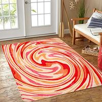 Gambar YoKii Orange Retro Vintage Area Rug 3x5 Faux Wool Abstract dari Home and Kitchen USA undefined 2 Tokopedia
