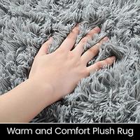 Gambar ISEAU Oval Fluffy Rug Carpets, Modern Plush, 2.6 x 5.3ft, Grey dari Home and Kitchen USA undefined 4 Tokopedia