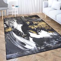Gambar Pamime Soft Large Area Rug, Abstract Painted Black White Gold dari Home and Kitchen USA undefined 3 Tokopedia