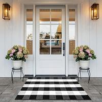 Gambar Frendy Buffalo Plaid Outdoor Rug, 27.5 x 43 Inches Black and White dari Home and Kitchen USA undefined 4 Tokopedia