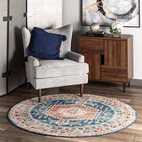 Gambar nuLOOM Derya Persian Vintage Area Rug, 6 7' x 9, Blue dari Home and Kitchen USA undefined 1 Tokopedia