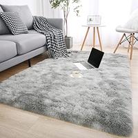 Gambar Ucomn Soft Shaggy Area Rug 4x6 feet Gray, Tie-Dye Fluffy Carpets dari Home and Kitchen USA undefined 1 Tokopedia