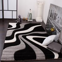 Gambar Grey Black Area Rug with Contour Cut and Modern Wave Pattern dari Home and Kitchen USA undefined 3 Tokopedia