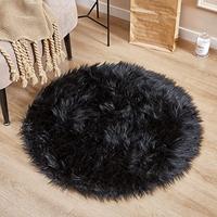 Gambar Super Soft Black Round Faux Fur Area Rugs, Fuzzy Fluffy, 3 x 3 Feet dari Home and Kitchen USA undefined 3 Tokopedia