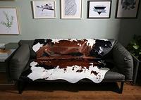 Gambar MustMat Brown Cow Print Rug 55.1' W x 62.9' L Faux Cowhide dari Home and Kitchen USA undefined 5 Tokopedia