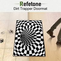 Gambar 3D Vortexes Illusion Carpet Black White Plaid Square Rugs 3D Visual dari Home and Kitchen USA undefined 4 Tokopedia