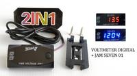 Gambar Volmeter Digital LED 2in1 JAM Universal Motor / Mobil - Merah dari STUDIO VARIASI MOTOR undefined 2 Tokopedia