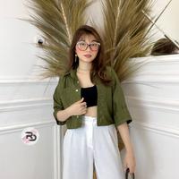 Gambar QY434 RD FASHION KEMEJA CROP LINEN POCKET dari Avisha Bertoldi11 undefined 4 Tokopedia