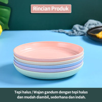 Gambar Piring Makan Bulat Wadah Tempat Makanan Round Plate Bahan Jerami - 20CM - BIRU dari Aven Indonesia undefined 3 Tokopedia