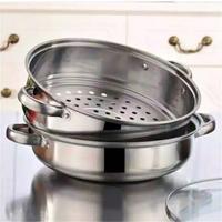 Gambar AR STORE.ID Panci Kukus 2 Susun Kukusan Double Stainless Steel Steamer Pan Kitchenware Kaca Diameter 28cm Tinggi 20cm Cocok Untuk Kompor Induksi Bisa Kompor Induksi dari AR STOREID undefined 4 Tokopedia