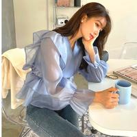 Gambar Zero ~ 2863# Donalda Ruffle Top Organza Blouse Korea Fashion import dari Dharma Mulya65 undefined 4 Tokopedia