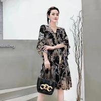 Gambar Gaun sifon lengan ruffle ukuran besar V neck gemuk dan tipis dari JA_Mart undefined 2 Tokopedia