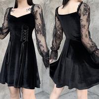 Gambar Gothic Vintage Grunge Layerder Lace Black Veet Dress 8468 (S/M/L) dari Las Fashion undefined 1 Tokopedia