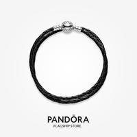 Gambar SD54GH Pandora Gelang Tangan Kulit Warna Hitam  silver Untuk dari Soyosa undefined 1 Tokopedia